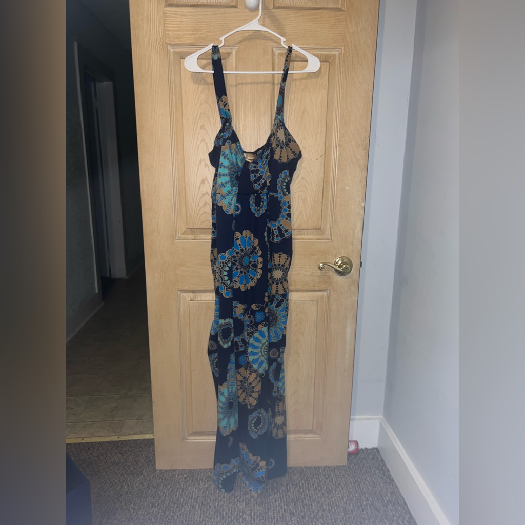 Miss Tina Blue And Brown Floral Maxi Dress Miss Tina Blue And Brown Floral Maxi Dress